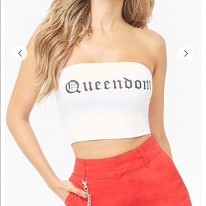 Queendom Graphic Cropped Tube Top